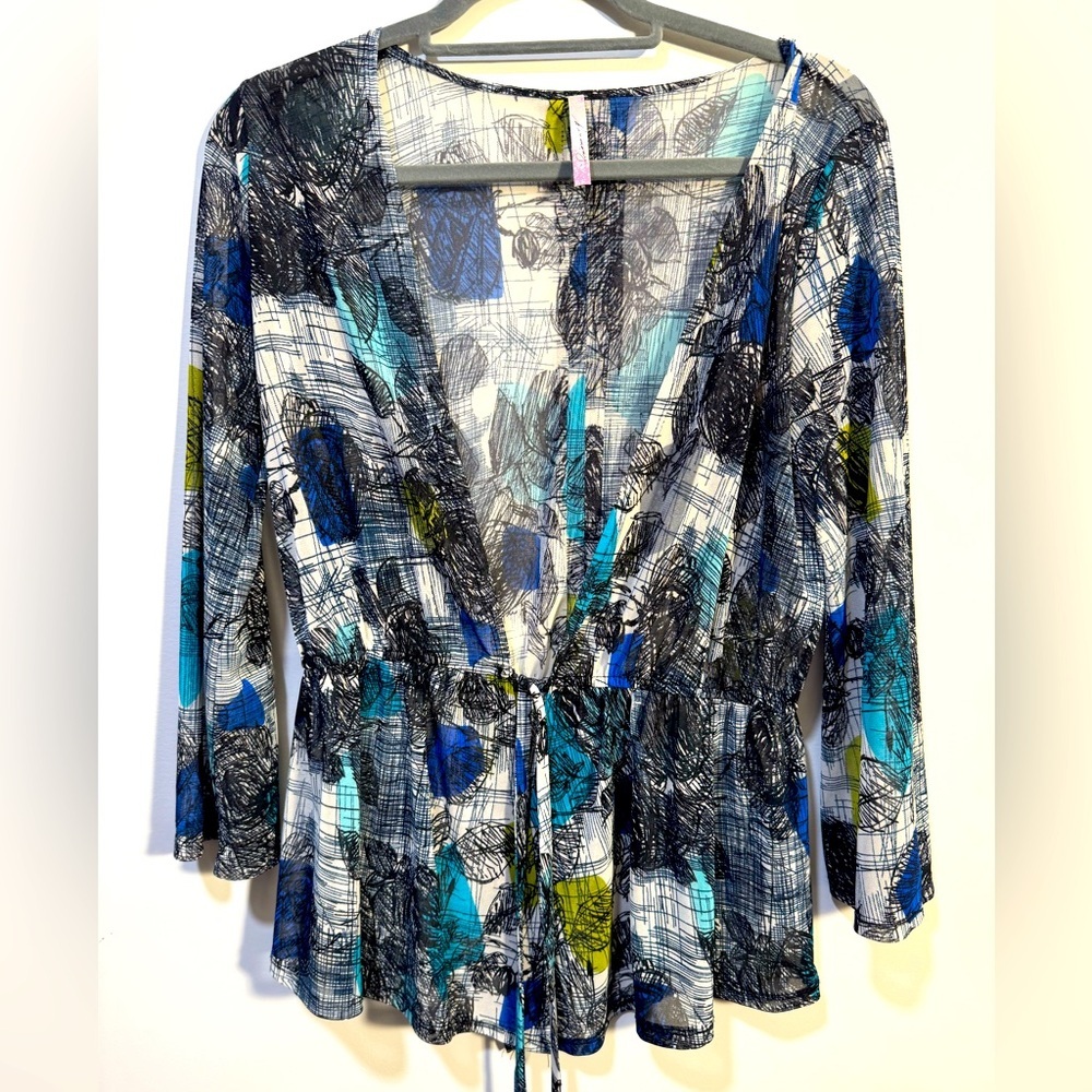 Blue and‎ Green Patterned Women's Coverup